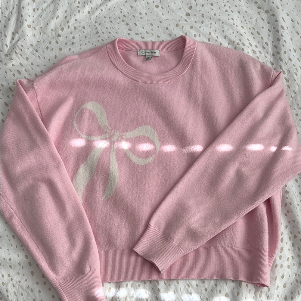 Chinti & Parker Pink and White Bow Sweater